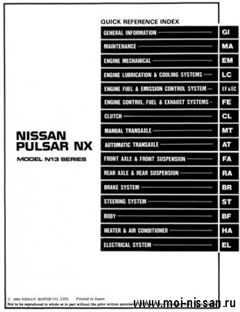 Nissan Pulsar NX Service Manual  